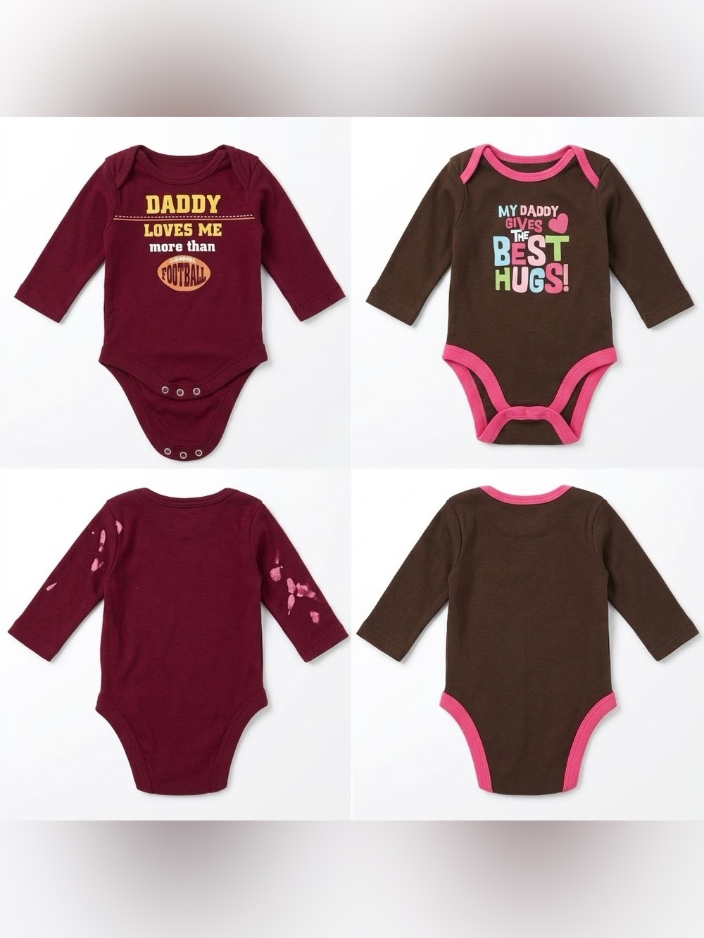 Old Glory Daddy Slogan Long-Sleeve Bodysuit Bundle, Size Newborn set of 2